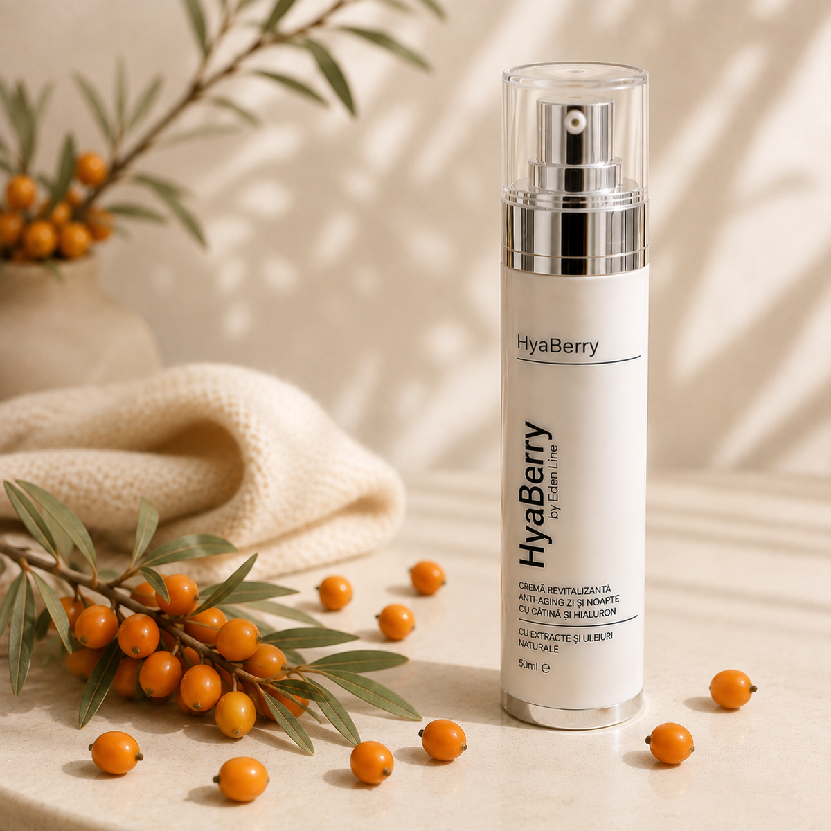 Cremă de față HyaBerry cu Cătină & Acid Hialuronic