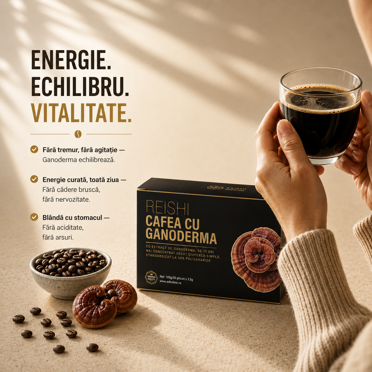 Cafea Neagră cu Ganoderma (30 plicuri)