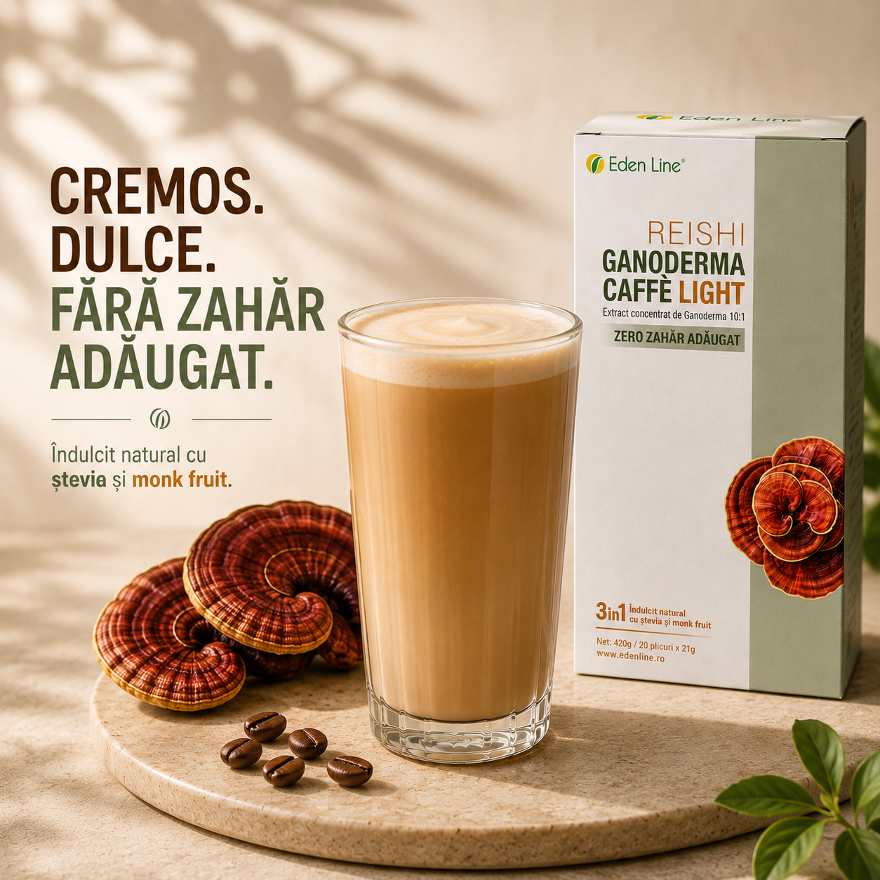 Cafea Fără Zahăr Ganoderma Latte (20 plicuri)