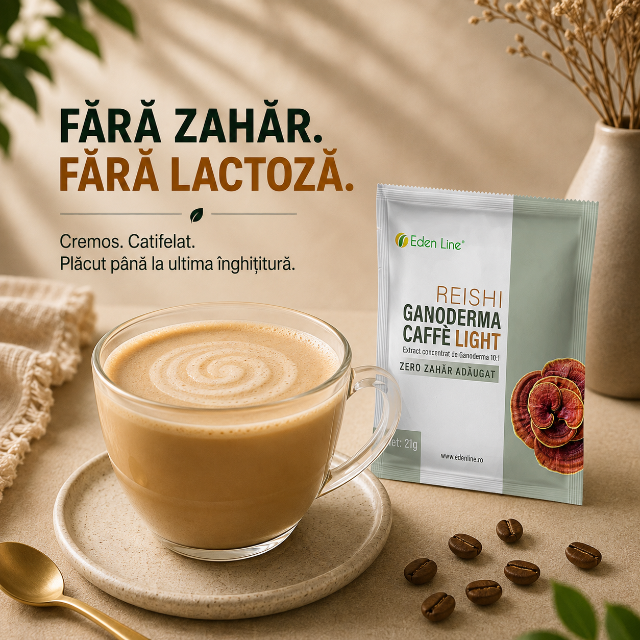 Cafea Fără Zahăr Ganoderma Latte (20 plicuri)
