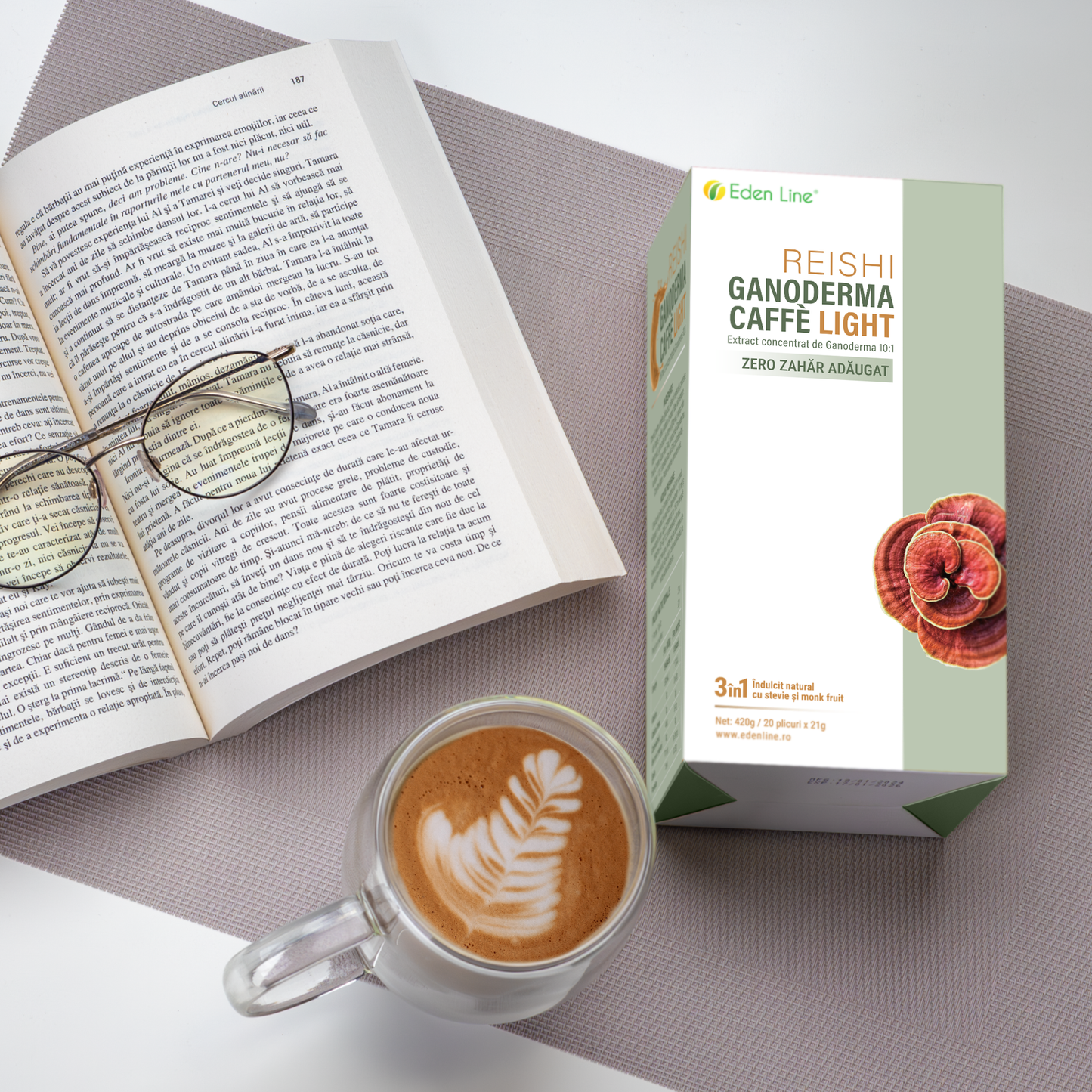 Cafea Fără Zahăr Ganoderma Latte (20 plicuri)
