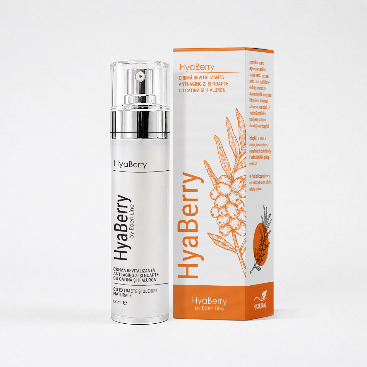 Cremă de față HyaBerry cu Cătină & Acid Hialuronic